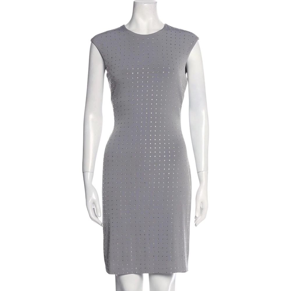 Calvin Klein Rhinestones Embellished knee length Women's Gray Sheath Dress, SZ 6